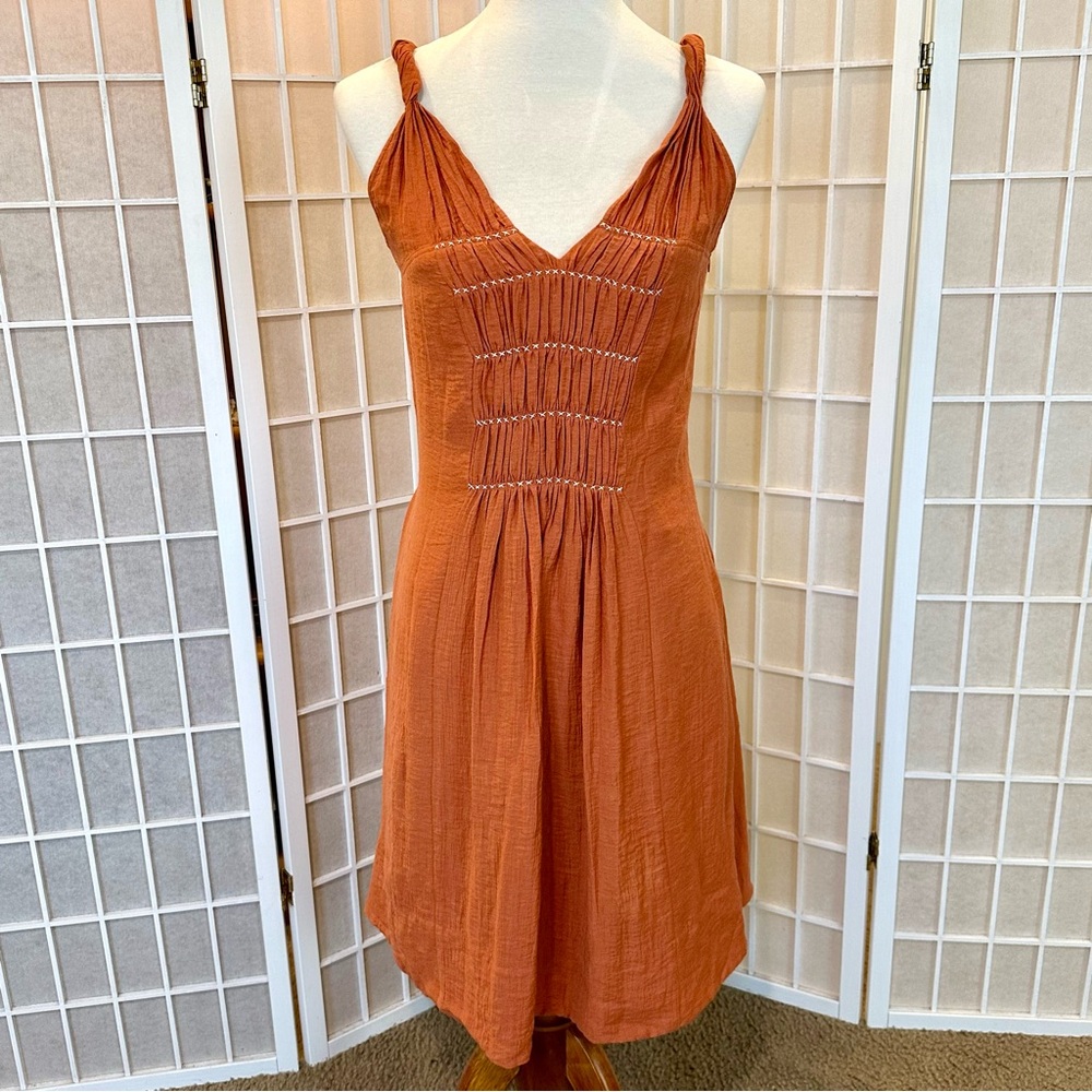 BCBGMaxAzria Rust Orange Midi Dress, size 6